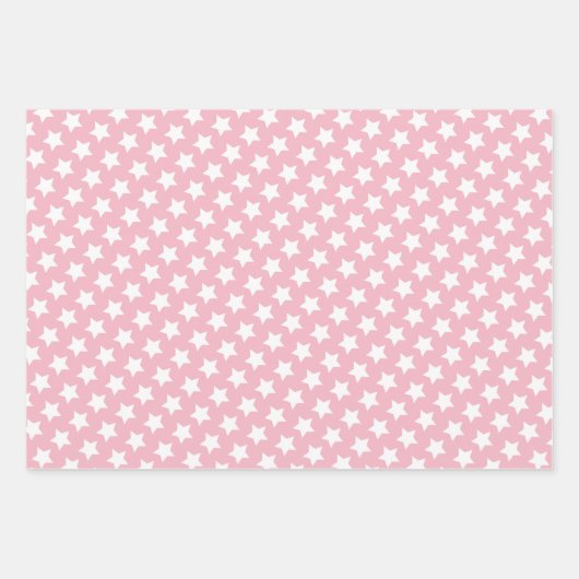 パステルw.ホワイトスターズ – カスタム子供の誕生日 ラッピングペーパーシート (正面3)