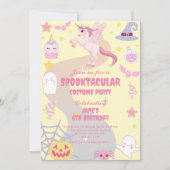パステロウィンかわいいユニコーンハロウィン誕生日パーティー 招待状 (正面)