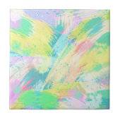 パステ淡い色のル抽象芸術アートターコイズイエロー タイル (正面)