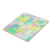 パステ淡い色のル抽象芸術アートターコイズイエロー タイル (側面)