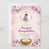 パスニ招待状ファースト食べ物を与えライスの式招待状 招待状 (正面)