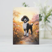 パスノートカードに黒いTuxedoプードル サンキューカード (スタンド正面)