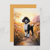 パスノートカードに黒いTuxedoプードル サンキューカード (正面/裏面)