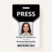 パスフォトとバーコードIDバッジを押す バッジ (正面)