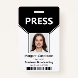 パスフォトとバーコードIDバッジを押す バッジ