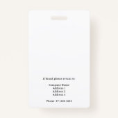 パスフォトとバーコードIDバッジを押す バッジ (裏面)