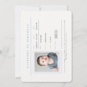 パスポおもしろいート1歳の誕生日の招待状 招待状 (裏面)