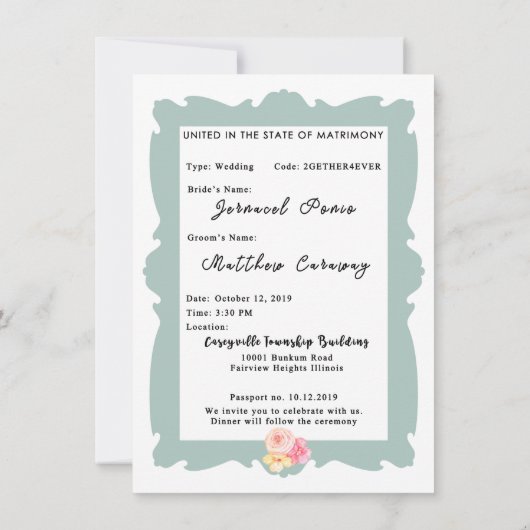 パスポモダンート結婚式招待状 招待状 (裏面)