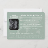 パスポートから育児への旅行テーマベビーシャワー 招待状 (裏面)