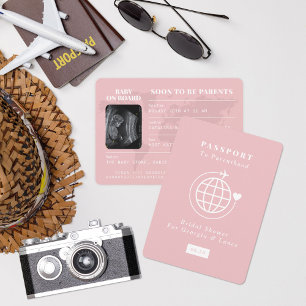 パスポートから育児への旅行テーマベビーシャワー 招待状