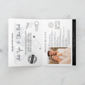 パスポートの宛先フェイク金ゴールド結婚式招待状 招待状 (内部)