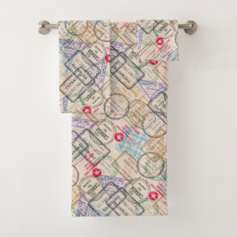 パスポートの旅行切手 バスタオルセット