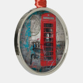 パスポートはロンドンの赤い電話ボックスを押します メタルオーナメント (右)