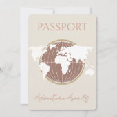 パスポートをテーマにした旅行ベビーシャワー招待状 招待状 (正面)