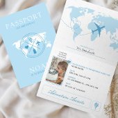 パスポートアドベンチャー待ちブルーボーイ1st誕生日 招待状
