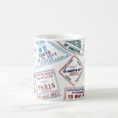 パスポートスタンプのパターンプリント コーヒーマグカップ (中央)