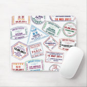 パスポートスタンプのパターンプリント マウスパッド (マウス)
