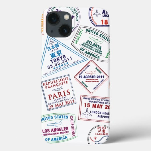 パスポートスタンプのパターンプリント Case-Mate iPhoneケース (裏面)