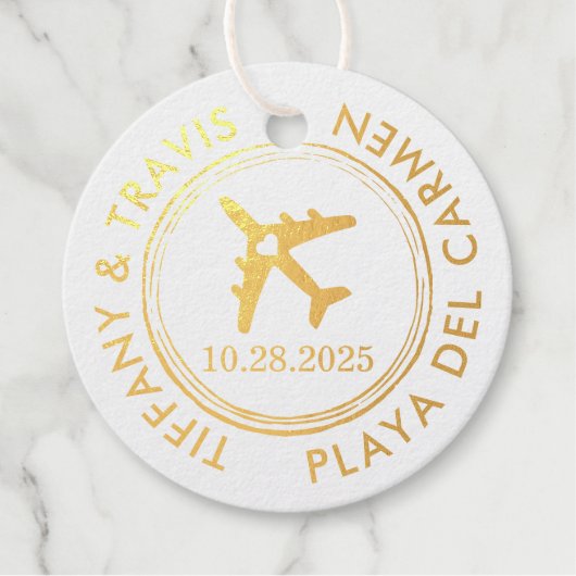 パスポートスタンプ旅行テーマ実在ホイルー フェイバータグ (正面)