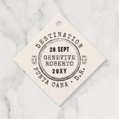 パスポートスタンプ編集可能な色の旅行テーマ フェイバータグ (正面)