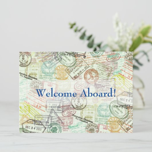 パスポートスタンプ 旅行 ご招待カード-ありがとうございます (スタンド正面)