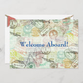 パスポートスタンプ 旅行 ご招待カード-ありがとうございます (正面/裏面)