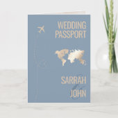 パスポートユニークモダン宛先ウェディングQRコード 招待状 (正面)