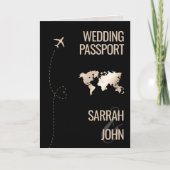 パスポートユニークモダン宛先ウェディングQRコード 招待状 (正面)