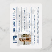 パスポートラブトラベルテーマブライダルシャワー 箔招待状 (裏面)