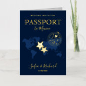 パスポートワールドマップシースタービーチ結婚式 箔グリーティングカード (正面)