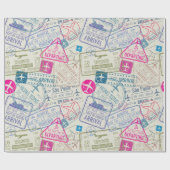 パスポート切手の包装紙 ラッピングペーパー (フラット)