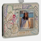 パスポート切手の旅行 シルバープレートフレームオーナメント (右)