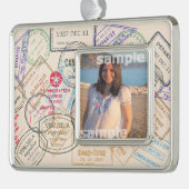 パスポート切手の旅行 シルバープレートフレームオーナメント (左)