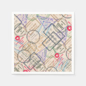 パスポート切手の旅行 スタンダードカクテルナプキン (正面)