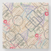 パスポート切手の旅行 ストーンコースター (正面)