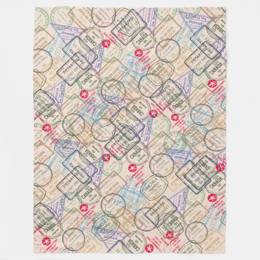 パスポート切手の旅行 フリースブランケット (正面)