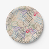 パスポート切手の旅行 ペーパープレート (正面)