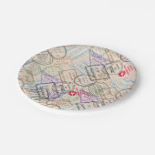 パスポート切手の旅行 ペーパープレート (アングル)