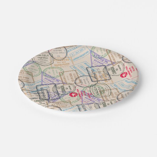 パスポート切手の旅行 ペーパープレート (アングル)