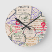 パスポート切手の旅行 ラウンド壁時計 (正面)