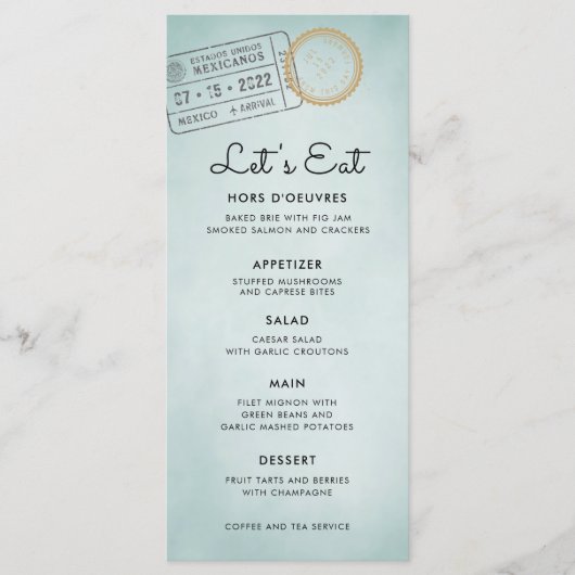 パスポート取消切手 |行き先結婚式 メニュー (正面)