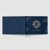 パスポート宛先ウェディングパームコンパスモノグラム ゲストブック (全面)