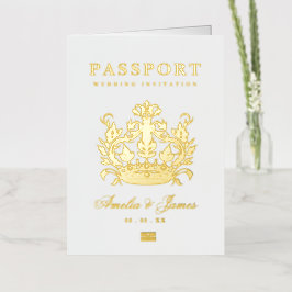 パスポート宛先ウェディング実在フォイル招待状 箔グリーティングカード
