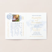 パスポート実在結婚式招待状ゴールドフォイルマップ 箔カード (内部)