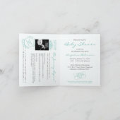 パスポート男女兼用旅行ティール（緑がかった色）ベビーシャワー 招待状 (内部)