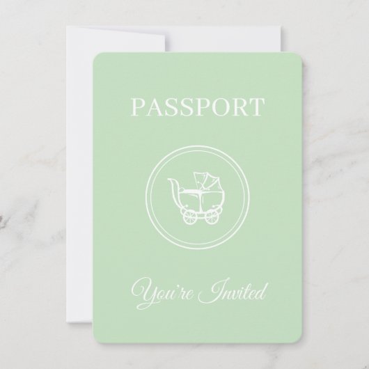 パスポート男女兼用旅行赤ちゃんシャワー 招待状 (正面)