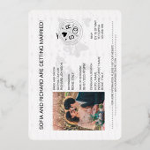 パスポート結婚の目的地ゴールドフォイルモノグラム 箔招待状 (裏面)