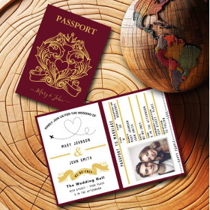 パスポート結婚式招待状旅行インスパイアデザイン 招待状