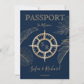 パスポート デスティネーション ウェディング パーム コンパス モノグラム 招待状 (正面)