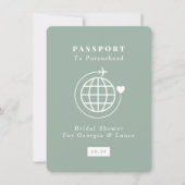 パスポート・トゥ・ペアレントフッド トラベル テーマ ベイビー シャワー 招待状 (正面)